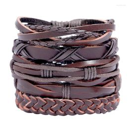 Link Bracelets Eetro Woven Leather Bracelet Simple Combination 5pcs/set Drawstring Adjustable Men