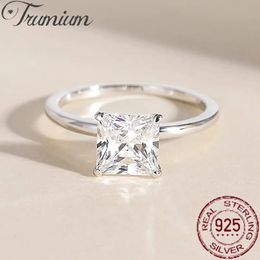 Wedding Rings Trumium 2CT Real 925 Sterling Silver Engagement Ring Princess Cut AAAAA Zirconia Wedding Promise Rings for Women Fine Jewelry231118