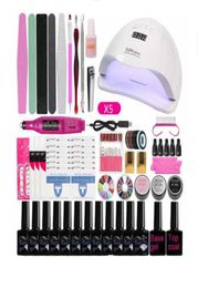 Manicure Set for Nail Kit with 24W36W LED lamp of Electric Nails drill Nail Gel Polish Kit Nails Art Tools Nail Set1533060