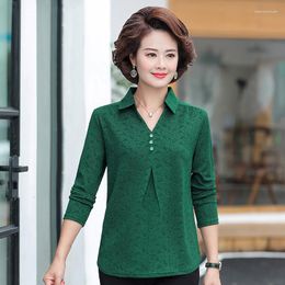 Women's Blouses Spring Autumn 2023 Female Clothing Solid Color Top Casual Large Medium And Old Women Shirts