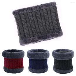 Scarves Plush Knitted Ring Snood Neck Scarf Velvet Lined Elastic Knit Mufflers Thicken Warm Fleece Solid Cycling