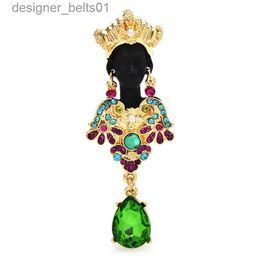 Pins Brooches Wuli baby Wear Crown Africa Women Brooches Rhinestone Beautiful Black La Party Office Brooch Pin GiftsL231120