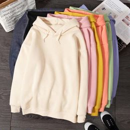 Women's Hoodies Plus Velvet Oversize Women 2023 Autumn Winter Female Loose Casual Pullover Hoodied Solid Color Sweatshirts Tops