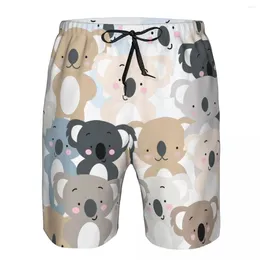 Men's Shorts Beach Short Swim Vintage Cute Koala Bear Pastel Illustration Surfing Sport Board Swimwear