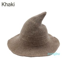 Foldable Costume Sharp Pointed Wool Felt Halloween Party Hats Witch Hat Warm Autumn Winter