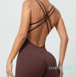 Yoga Outfit One-piece Fitness Set Wear Sports Bras For Women Gym Bra Peach Pants Workout