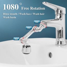 Other Faucets Showers Accs Universal 1080 Degree Rotatable Aerator Extender Plastic Splash Filter Bubbler Nozzle Robotic Arm 2 Modes 230419