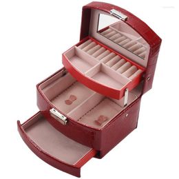 Jewellery Pouches Bags Automatic PU Box Three-Layer Storage For Women Earring Ring Cosmetic Organiser Casket Decorations Wynn22