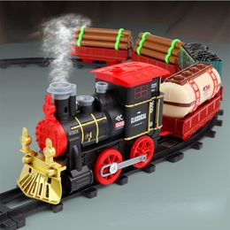 ElectricRC Track Christmas Rail Car Train Toy with Smoke Simulation Classical Model Children's Railway Set for Boy 230419