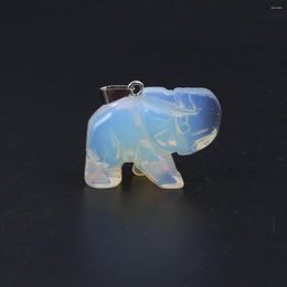 Pendant Necklaces Fine Natural Stone Cute Elephant Pendants Agates Opal Crystal For Jewellery Making Diy Women Reiki Heal Necklace