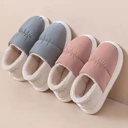 Slippers Winter Warm Women Men Waterproof Soft Thick Bottom Home Shoes Plush Indoor House Couples Anti Slip Furry Slides