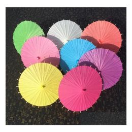 Umbrellas 20/30/40/60Cm Quality Chinese Japanesepaper Parasol Paper Umbrella For Wedding Bridesmaids Party Favors Summer Sun Shade K Dhhmt