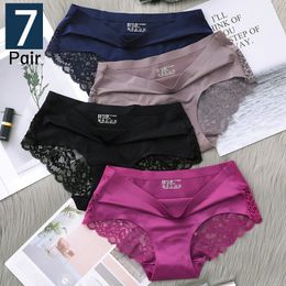 Women's Panties 7Pcs Women's Pants exy Panties Women's Iace lingerie Solid Color Seamless briefs Mid-Rise Briefs Woman cotton underwear 230420