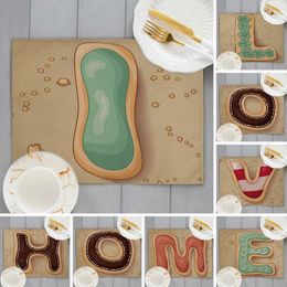 Table Mats Candy Colour Cookies Letter Pattern Kitchen Placemat Coffee Tea Dining Mat 32x42cm Cotton Linen Pad Home Decor