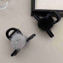 Hair Clips Barrettes Hair accessories cl clip for women girl pin black winter furry crabs ular new in Gift korean ular catch k sweets 2023L231120