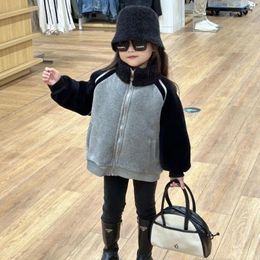 Jackets Girl Coat Hoodie 2023 Winter Korean Style Children Clothing For Boys And Girls With Fleece Thick Baby Jacket
