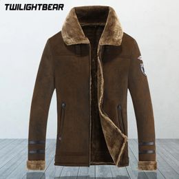 Men's Leather Faux Leather Winter Men's Fur Jacket Brand Retro Faux Suede Warm Lamp Wool Fur Bomber Jacket Coat Men Moto Leather Jacket 4XL AY819 231118