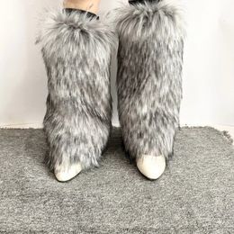 Gaiters Faux Furs Leg Warmers for Womens Winter Warm Boot Cuffs Covers Cosy Christmas Halloween Party Cosplay Costume 231120