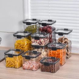 Storage Bottles Plastic 1Pcs Moisture-Proof Stackable Keep Fresh With Lid Jars Food Container Tank Box