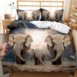 Bedding Sets Set Wild Elephant Giraffe Artistic Pography Animal Duvet Cover Nordic Bed 150 King Size Home Textile