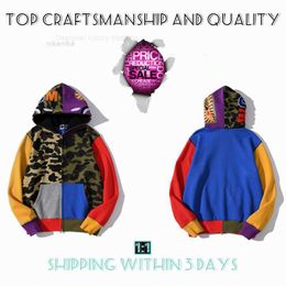 Mens Hoodies Top Craftsmanship Shark Pullover Tie Dye Hoodie Designer Jacket Tiger Full Zip Colour Sweatshirt Luminous Fashion Cobranding Camouflage Hoodyskp80k D