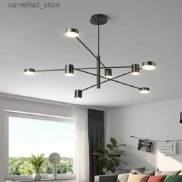 Ceiling Lights modern led chandeliers Lighting for High Ceiling Living Room dining Bedroom light fixtures Surface Mount Rotatable Black Lamp Q231120