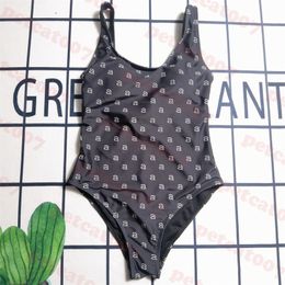 Full Letter Swimwear Designer Womens Bikini One Piece Swimsuit With Chest Pad New Black Bathing Suit