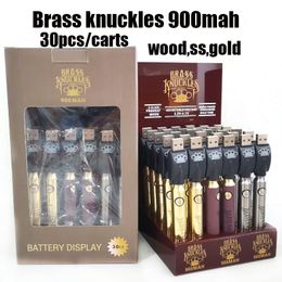 Brass Knuckles Battery 30Pcs Display Box 900mAh Variable Voltage Bottom Batteries Vape Pen Fit 510 Thread Cartridges