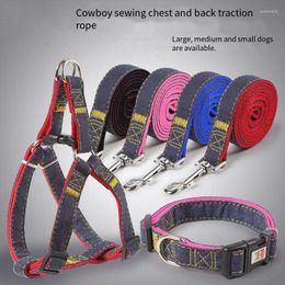 Dog Collars Dogs Leads Hauling Rope Pull Supplies Wear-resistant Denim Training Adjustable Pets Puppies Accessories