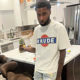 rhude shirt Designer Fashion Clothing Tees Hip Hop Tshirts American Trendy Brand Rhude Men Women's Couples Loose High Street T-shirt Summer Half S