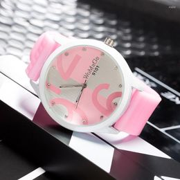 Wristwatches Womage Fashion Cute Pink Watch Women Big Number Sports Watches Ladies Gilrs Silicone Quartz Montre Femme