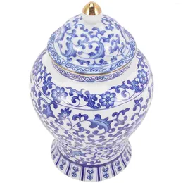 Vasos Vasos Vasos de armazenamento Vaso Gengibre cerâmico Porcelana azul branca Chinoiserie Recipiente Templo pode florescer açúcar chinês oriental
