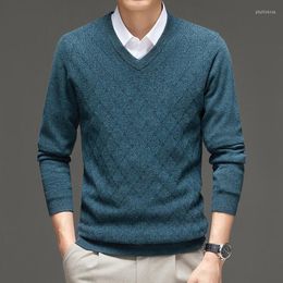 Men's Sweaters Wool Cashmere Sweater Men 2023 Autumn Winter Warm Soft V-neck Long Sleeve Knitted Pullovers