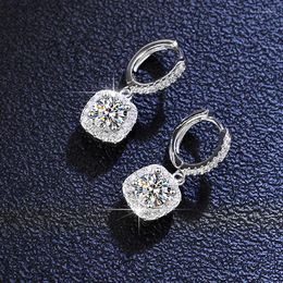 Dangle Earrings 1 Carat Moissanite Women's 925 Sterling Silver Drop 14k White Gold Plated Earring Jewellery