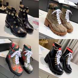 Designer Boots Lace-Up Boots High Quality Women Boots Real Leather Half Boot Classic Style Shoes Winter Fall Snow Boots Nylon Canvas Ankle Boot size 35-42 With box