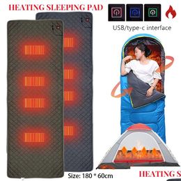 Sleeping Bags Slee Bags 5V Usb Heating Cam Pad Heated Cushion Cold Resistant 3 Level Temperature For Outdoor Electric Mat 231030 Drop Dhetq