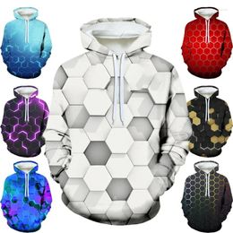 Men's Hoodies And Women's Hooded Sweatshirt 3D Printed Casual Sweaters Abstract Geometric Hexagon Patterns Fashion