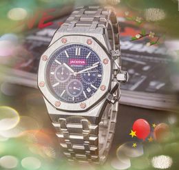 Famous classic designer multi functional clock watch 42mm Luxury Fashion Crystal Lens Quartz Movement Large Dial Stainless Steel Band Men Wristwatch Gifts