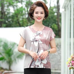 Women's Blouses Blusas Mujer De Moda 2023 Short Sleeve Summer Women 3XL 4XL Tops Satin Silk Shirt White Blouse Womens Clothing