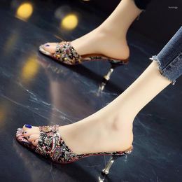 Dress Shoes 2023 Designer Women High Heels Sandals Trend Summer Slingback Pumps Slides Mules Mujer Zapatillas