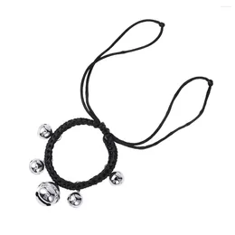 Dog Collars Hand Woven Necklace Adjustable Small Hollow Bell Collar Pet Ring Personalised Size M Black