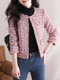 Womens Jackets Runway French Little perfume Tweed Luxury Tassel Pocket Design Elegant Pink Jacket Coat Casacos 231118