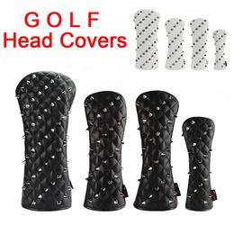 Other Golf Products Golf Headcover Rivets For Driver Fairway #3 #5 Hybrids Rescue Woods Clubs PU Leather Golf Head Covers For Golfer 231120