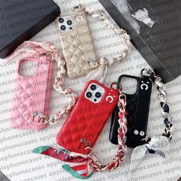 For iPhone 15 Pro Max Cases Women Wrist Strap Phone Case Designer iPhone case Apple iPhone 14 Pro Max 13 Pro 12 11 14 Plus 15 Plus Case Brand Leather Handbag Mobile Cover