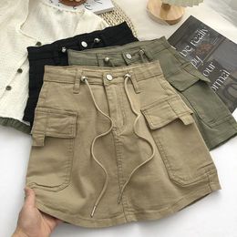 Skirts Vintage A Line Skirt 2023 Fashion Women Y2K Crop Patchwork High Waist Sexy Preppy Style Mini Streetwear