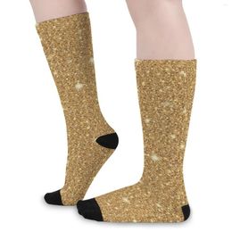 Women Socks Sparkle Print Art Glam Gold Glitter Modern Stockings Autumn Non Slip Unisex Breathable Printed Cycling