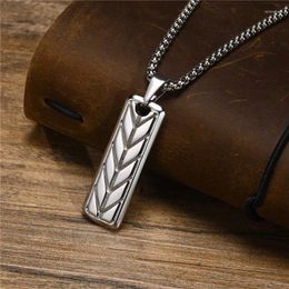 Pendant Necklaces Modyle Fashion Geometric For Men Punk Vintage Silver Color Stainless Steel Bar Rectangle Collar