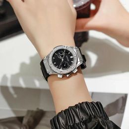 Wristwatches GUOU GUO 2023 Rhinestone Fashion Watch Dominant Large Dial Silicone Strap Female Personality Cool And Handsome Women's