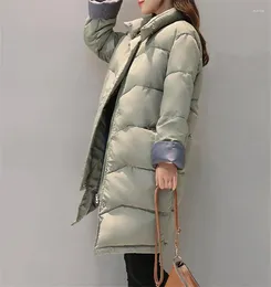 Women's Trench Coats European And American Style Loose Large Cotton Padded Jacket Medium Long Stand Collar Bread