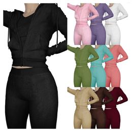 Women's Two Piece Pants Loungewear Terry Crop Vest Sweatshirt Tracksuit Legging Sweatpants Hoodie 3 Set Fall 2023 Women Clothes